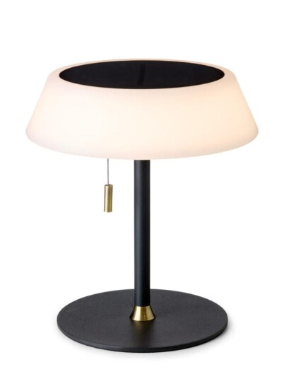 Solar portabel bordlampe utendørs IP54 oppladbar USB-C og solcelle - Svart Solar portabel bordlampe utendørs IP54 oppladbar USB-C og solcelle - Svart
