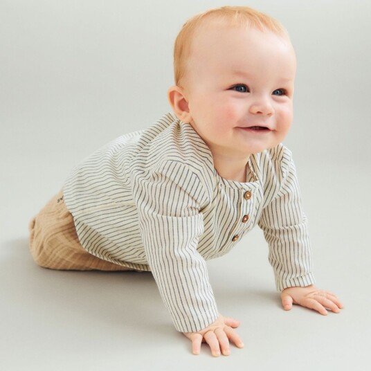 Wheat Skjorte Bjørk Dark Blue Stripe Baby (80 / 1 år)