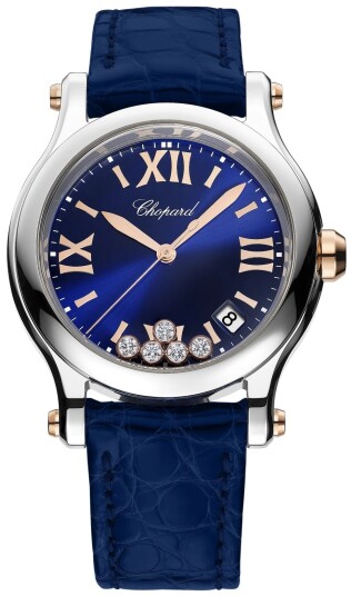 Chopard Dameklokke 278582 6012 Happy Sport Blå/Lær Ø36 mm