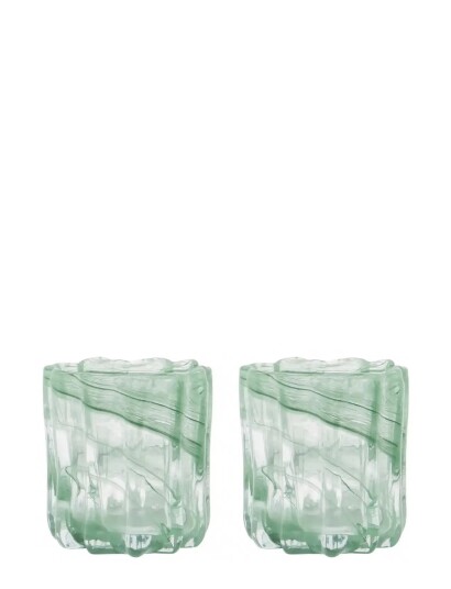House Doctor Curl Grønn Telysestake 10x11,5 cm - Håndlaget Glassdesign