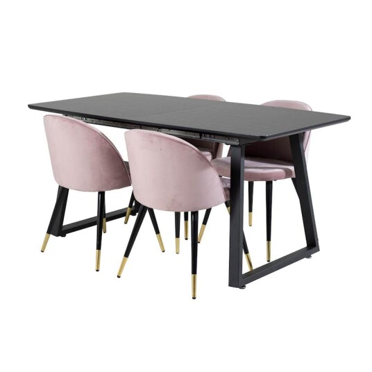 Venture Home Spisegruppe Venture Home Ina med 4 Valentina Stoler Fløyel GR20338