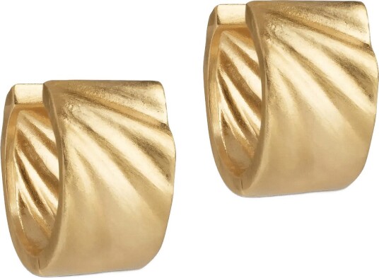 Enamel Copenhagen Hoops Wave Wide Medium   GOLD PLATED   16X 10MM