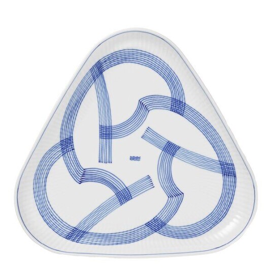 Royal Copenhagen   Motif trekantet fat 23 cm blå/hvit