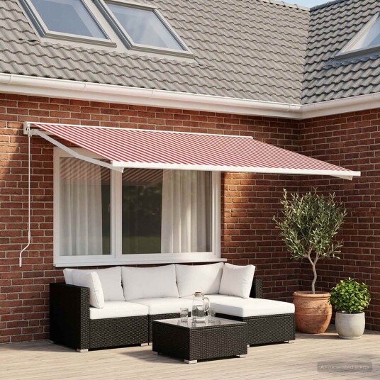 vidaXL Reserveduk til markise Rød og Hvit 250 x 200 cm Polyester