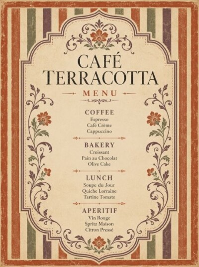Plakat Café Terracotta Meny
