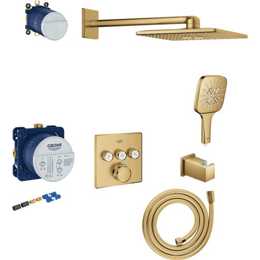 Grohe Grohtherm Smartcontrol dusjsett, børstet messing Grohe Grohtherm Smartcontrol dusjsett, børstet messing