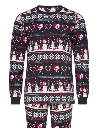 Happy Seasons Christmas Heart Pajamas Navy - Black - S