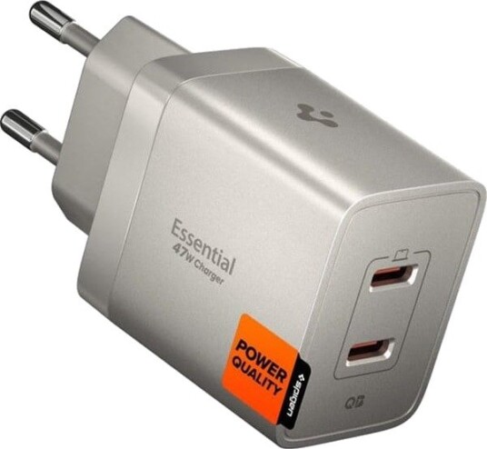 Spigen Essential 47W Wall Charger 2x USB-C Natural Titanium