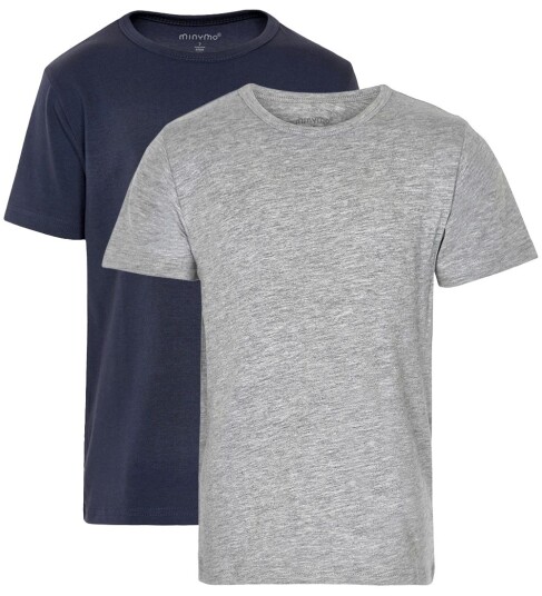 Minymo Basic 32 -T-Shirt Ss (2-Pack) Grey 128 Minymo Basic 32 -T-Shirt Ss (2-Pack) Grey 128