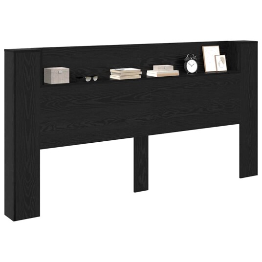  Hodegavl med hylle Svart Eik 200 x 15 x 103,5 cm Konstruert tre