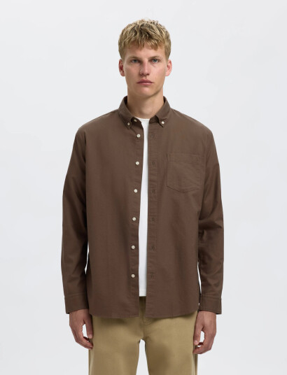 Selected Slhregrick-Ox Shirt Ls Noos - Khaki green - S Selected Slhregrick-Ox Shirt Ls Noos - Khaki green - S
