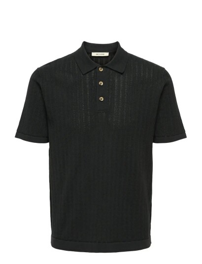 ONLY & SONS Onsmoon Reg 12 Ss Polo Knit Noos Black M
