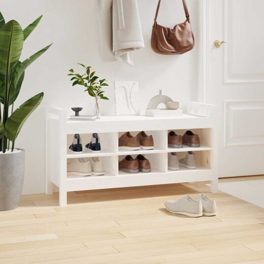 vidaXL Gangbenk hvit 110x40x60 cm heltre furu