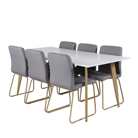 Spisegruppe Venture Home Polar Ø100 cm med 6st Mace Spisestoler