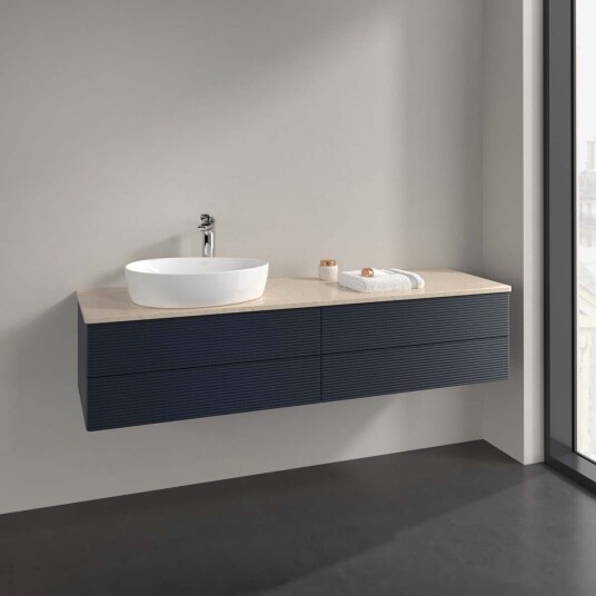 Villeroy & Boch Antao Servantskap med 4 skuffer 160x50x36 cm m/lys Blå Matt/Crème