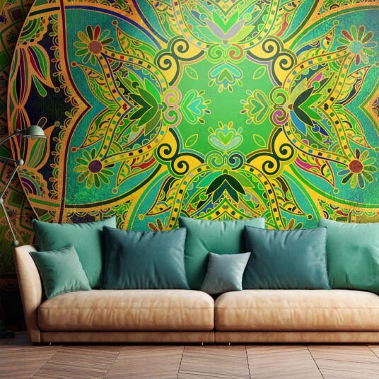 Fototapet Mandala Emerald Fantasy 200x140 - Finnes i flere størrelser