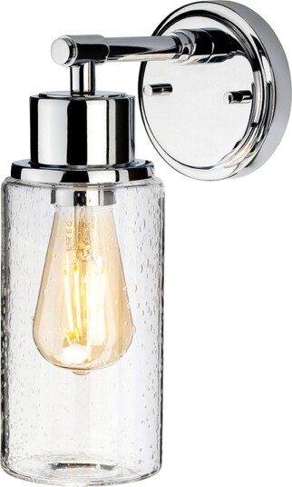 Morvah vegglampe polert krom 30 cm IP44 – Elstead   Bad   Vintage   Glass   Med en lyskilde