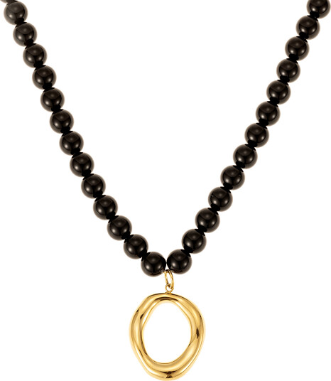 By Jolima Halo Bead Necklace   Black   ONE SIZE 45 cm