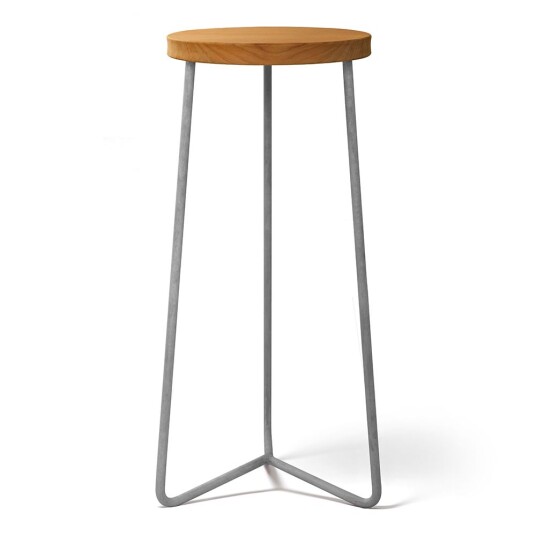 Grythyttan Stålmöbler Krakk V1 63 ubehandlet teak / Vvarmgalvanisert stativ Grythyttan Stålmöbler