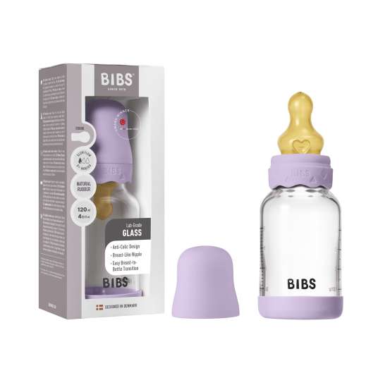 BIBS Glass Boheme Baby Bottle Round Latex 120 ml. Slow Flow Violet Sky 1 stk. BIBS Glass Boheme Baby Bottle Round Latex 120 ml. Slow Flow Violet Sky 1 stk.