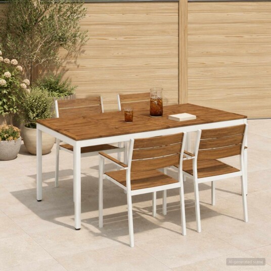 vidaXL Hage middagsbord Naturlig og Hvit 196 x 100,5 x 75 cm vidaXL Hage middagsbord Naturlig og Hvit 196 x 100,5 x 75 cm