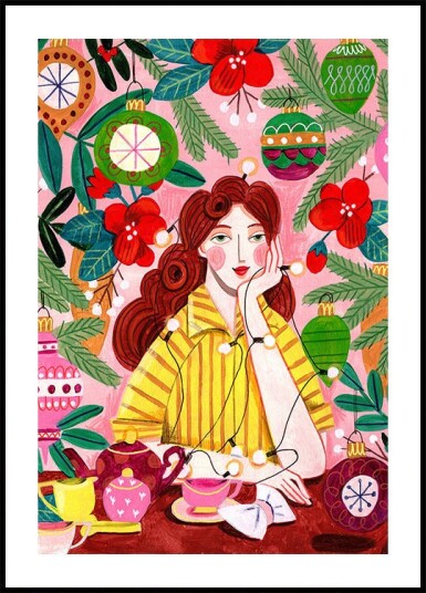 Retro Christmas Woman Plakat Plakat / 50x70cm Retro Christmas Woman Plakat Plakat / 50x70cm