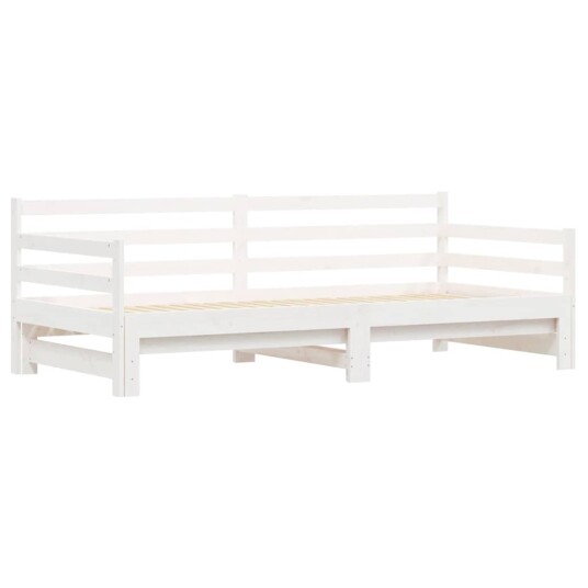 vidaXL Uttrekkbar dagseng hvit 90x200 cm heltre furu 8721012122680