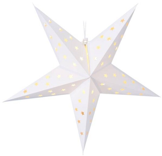 Adventsstjerne - Julestjerne For Vindu I Papp Med Batteridrift Led-Lys - 60cm Hvit
