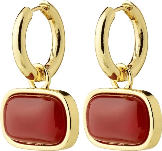Pilgrim Now Earrings Gold-Plated/Red - GOLD PLATED - One Size