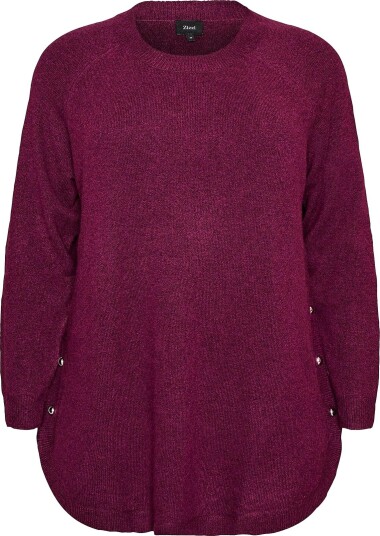 Zizzi   Pullover mSunny L/S Button Pullover   Rød