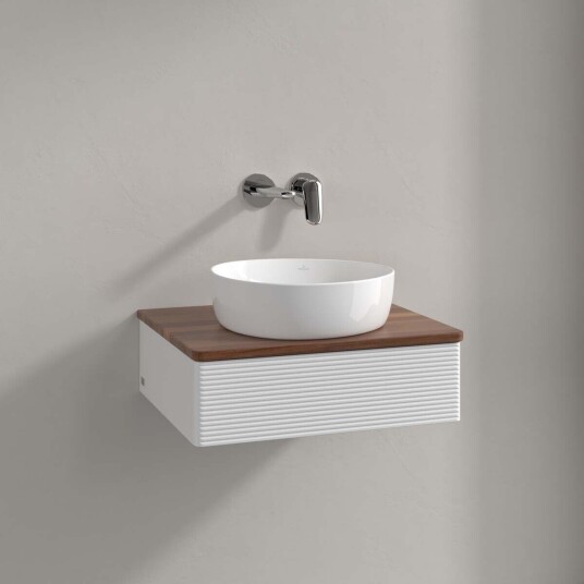 Villeroy & Boch Antao Servantskap med 1 skuff 60x50x19 cm u/lys Hvit Blank/Valnøtt