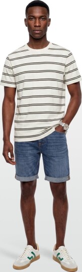 Gant Pima Striped Ss T Shirt Cream L