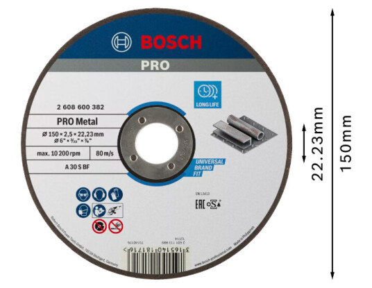 Bosch Expert Kappeskive 150mm for Metall - 2.5mm Tykkelse