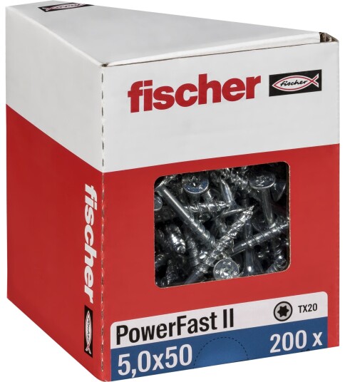Fischer Treskrue PowerFast II Galvanisert TX (5,0 × 50 mm) 200 Stk.