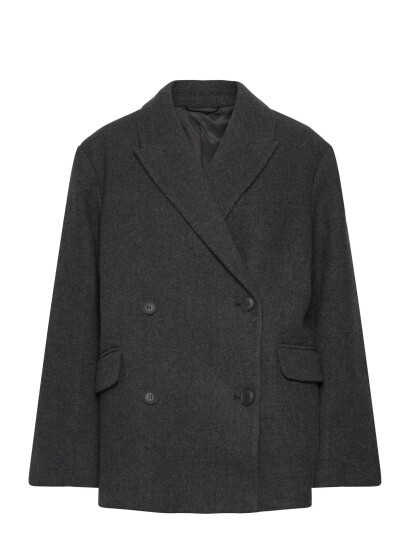 Weekday Oversized Wool Blend Double Breasted Blazer Grey L Weekday Oversized Wool Blend Double Breasted Blazer Grey L