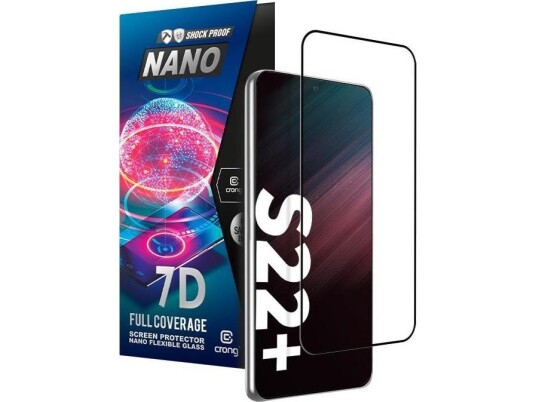 Crong 7D Nano Flexible Glass - Szkło Hybrydowe 9H Med Koły Ekran Samsung Galaxy S22+