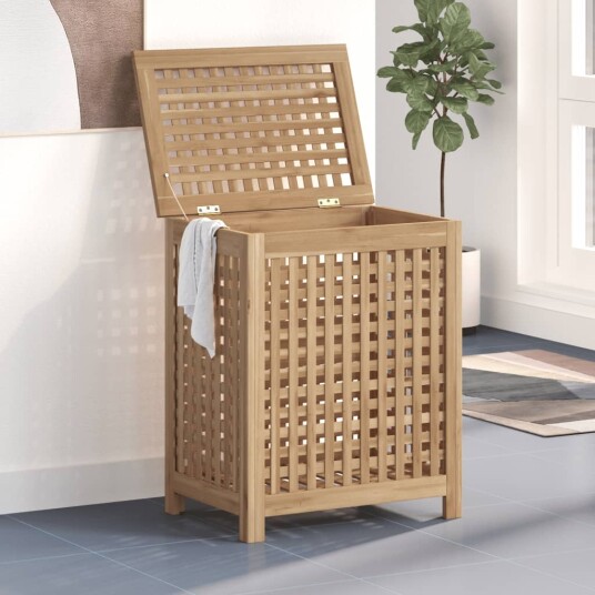 vidaXL Skittentøyskurv 50x35x60 cm heltre teak