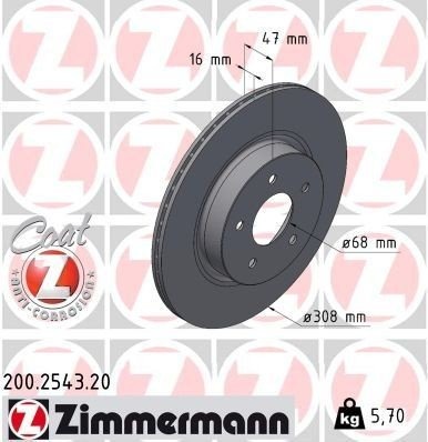ZIMMERMANN 200.2543.20 Bremseskive ZIMMERMANN 200.2543.20 Bremseskive