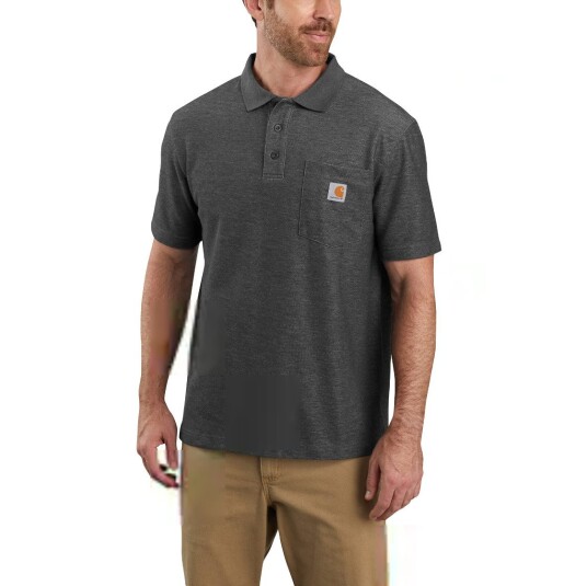 Carhartt Men"s Loose Fit Midweight Short-Sleeve Pocket Polo Carbon Heather XL Carhartt Men"s Loose Fit Midweight Short-Sleeve Pocket Polo Carbon Heather XL