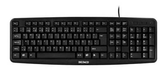 Deltaco USB Nordisk Tastatur QWERTY Svart - Standard Full Størrelse Deltaco USB Nordisk Tastatur QWERTY Svart - Standard Full Størrelse