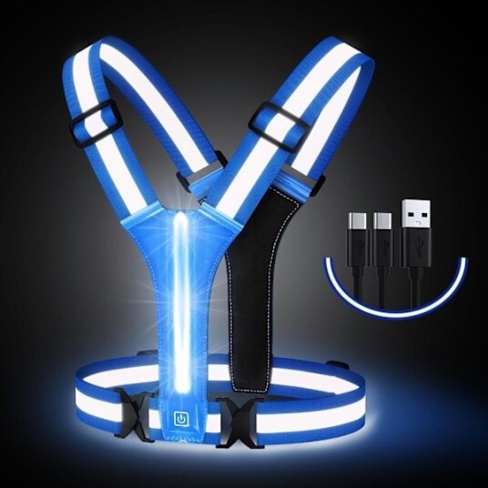 LED refleksvest USB oppladbar justerbar midje/skulder