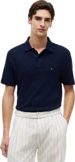 Tommy Hilfiger Jacquard Classic Fit Polo   Navy   M