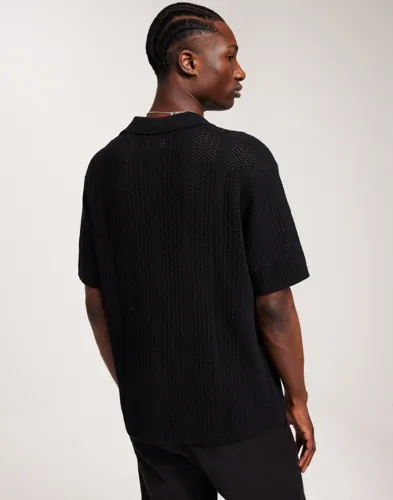 Jack & Jones Jortaormina Knit Ss Polo Ln Kortermet poloskjorte Svart