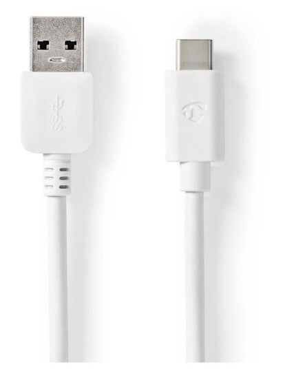 USB-kabel | USB 3.2 Gen 1 | USB-A Han | USB-C™ Hann | 60 W | 5 Gbps | Nikkel belagt | 1.00 m | Rund | PVC | Hvit | Boks