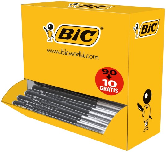 Kulepenn Bic M10 Original Med Klikkmekanisme, Medium Spiss (1,0 Mm), Svart, Økonomipakke Med 90+10 Stk.