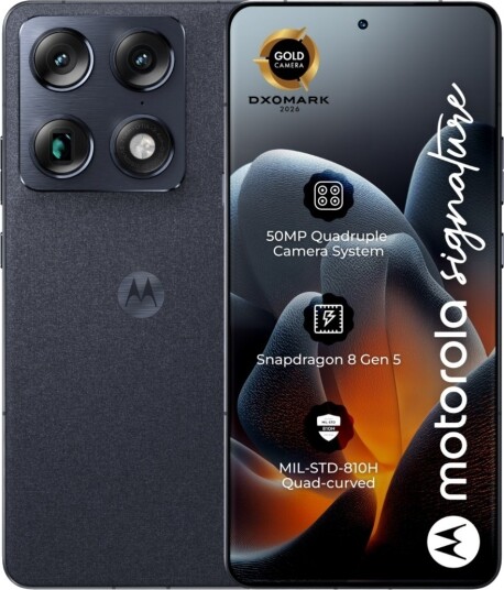 Motorola Signature 16GB RAM 512GB Internminne Trippelt 50 MP Kamera Mobiltelefon - Carbon