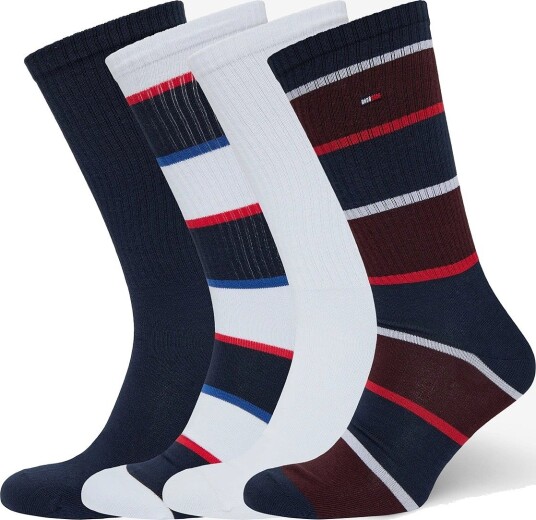 Tommy Hilfiger Th Men Sock 4P Varsity Sport Ecom   WHITE/NAVY   43 46