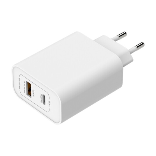 ELETRA USB-C VEGGLADER 65W PD 2 PORTER, HVIT