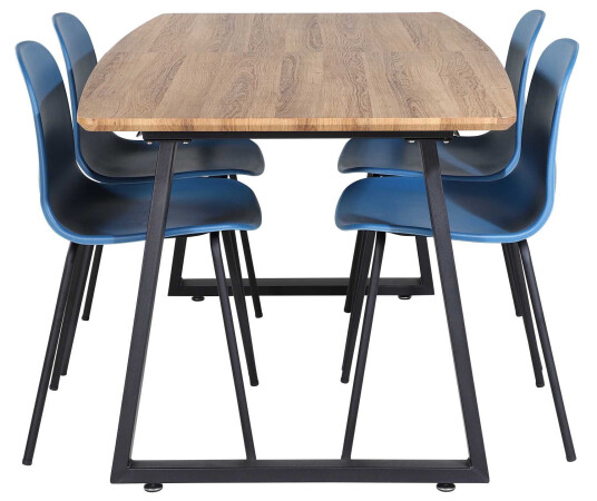 Venture Design Inca & Arctic spisegruppe Natur/blå 4 st stoler & bord 160 x 85 cm