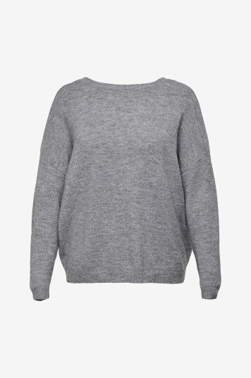 Only Carmakoma Pullover carManifesta LS Revers.pullover Knt Grå